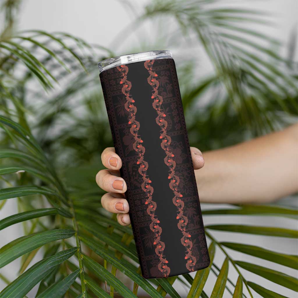 Hawaii Japan Koi Fish Red Skinny Tumbler Tapa Pattern LT01 - Polynesian Pride