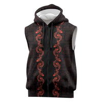 Hawaii Japan Koi Fish Red Sleeveless Zip Hoodie Tapa Pattern LT01 Red - Polynesian Pride
