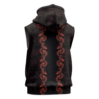 Hawaii Japan Koi Fish Red Sleeveless Zip Hoodie Tapa Pattern LT01 - Polynesian Pride