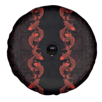 Hawaii Japan Koi Fish Red Spare Tire Cover Tapa Pattern - Polynesian Pride