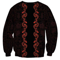 Hawaii Japan Koi Fish Red Sweatshirt Tapa Pattern - Polynesian Pride