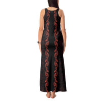 Hawaii Japan Koi Fish Red Tank Maxi Dress Tapa Pattern - Polynesian Pride