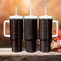 Hawaii Japan Koi Fish Red Tumbler With Handle Tapa Pattern - Polynesian Pride