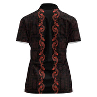 Hawaii Japan Koi Fish Red Women Polo Shirt Tapa Pattern LT01 - Polynesian Pride