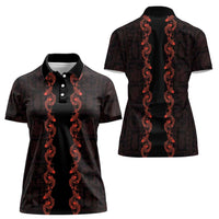 Hawaii Japan Koi Fish Red Women Polo Shirt Tapa Pattern LT01 - Polynesian Pride