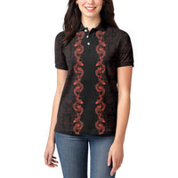 Hawaii Japan Koi Fish Red Women Polo Shirt Tapa Pattern LT01 - Polynesian Pride
