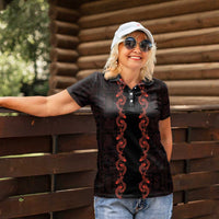 Hawaii Japan Koi Fish Red Women Polo Shirt Tapa Pattern LT01 - Polynesian Pride