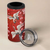 Hawaii Japan Cranes Sakura Flower Red 4 in 1 Can Cooler Tumbler Japan Heritage Spirit LT01 - Polynesian Pride