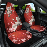 Hawaii Japan Cranes Sakura Flower Red Car Seat Cover Japan Heritage Spirit LT01 One Size Red - Polynesian Pride