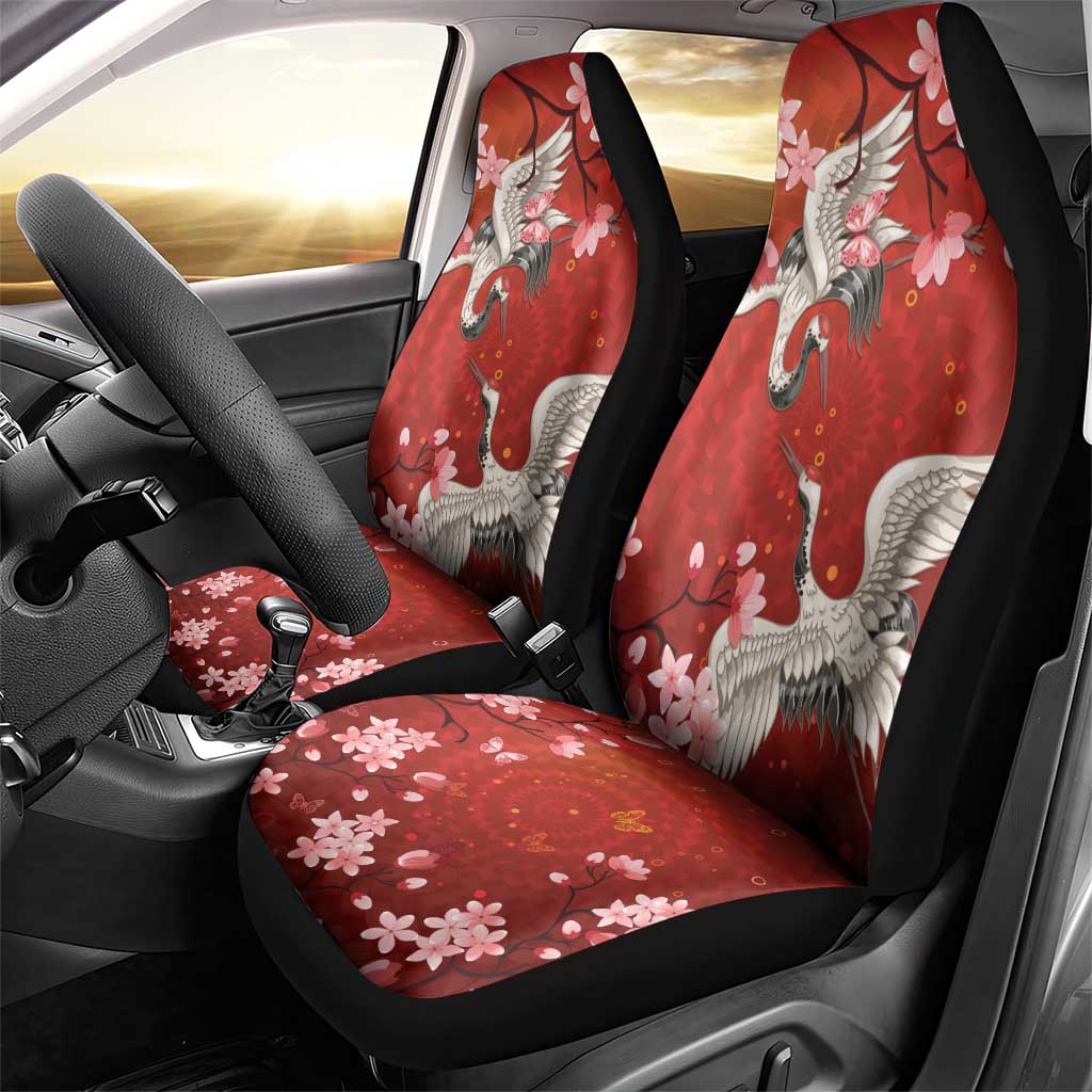 Hawaii Japan Cranes Sakura Flower Red Car Seat Cover Japan Heritage Spirit LT01 - Polynesian Pride