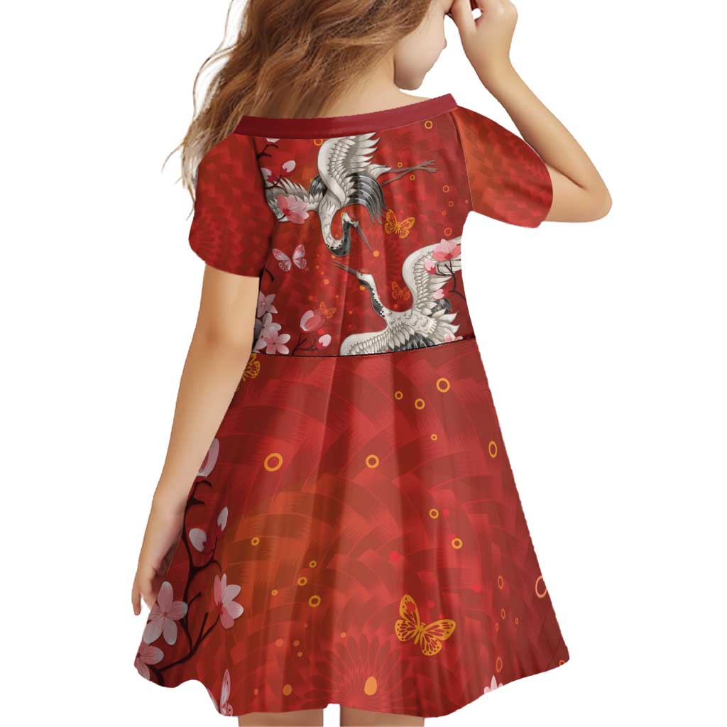 Hawaii Japan Cranes Sakura Flower Red Family Matching Off The Shoulder Long Sleeve Dress and Hawaiian Shirt Japan Heritage Spirit LT01 - Polynesian Pride