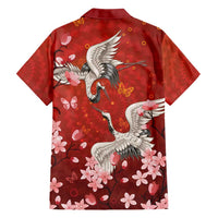 Hawaii Japan Cranes Sakura Flower Red Family Matching Off Shoulder Maxi Dress and Hawaiian Shirt Japan Heritage Spirit LT01 - Polynesian Pride