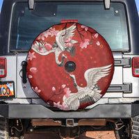 Hawaii Japan Cranes Sakura Flower Red Spare Tire Cover Japan Heritage Spirit LT01 Red - Polynesian Pride