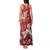 Hawaii Japan Cranes Sakura Flower Red Tank Maxi Dress Japan Heritage Spirit LT01 - Polynesian Pride