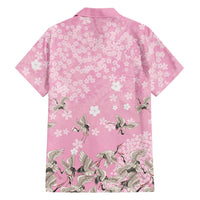 Cranes Sakura Floral Pink Pastel Family Matching Off Shoulder Short Dress and Hawaiian Shirt Hawaii Japan Culture LT01 - Polynesian Pride