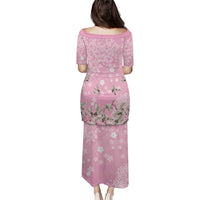 Cranes Sakura Floral Pink Pastel Family Matching Puletasi and Hawaiian Shirt Hawaii Japan Culture LT01 - Polynesian Pride