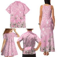 Cranes Sakura Floral Pink Pastel Family Matching Tank Maxi Dress and Hawaiian Shirt Hawaii Japan Culture LT01 - Polynesian Pride