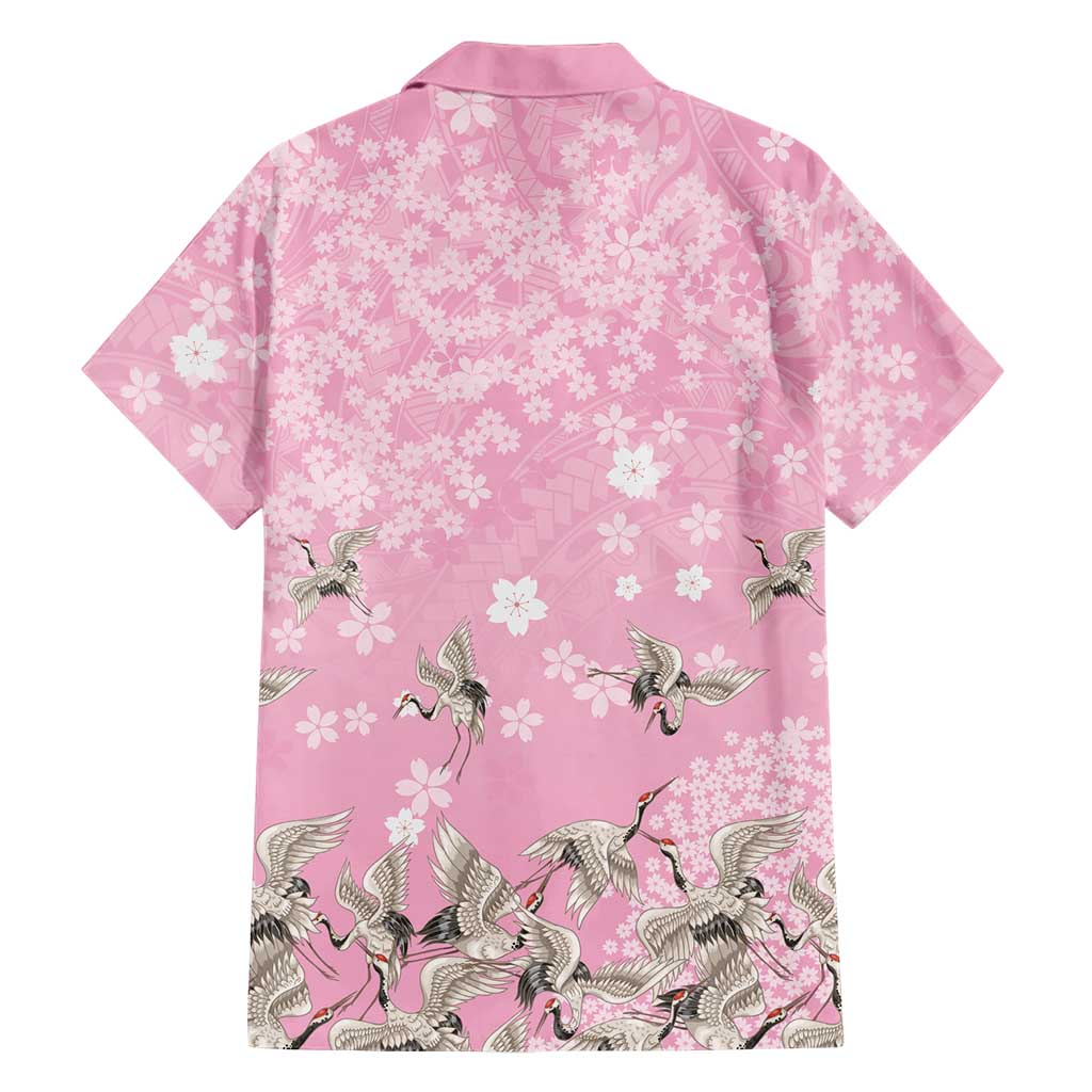 Cranes Sakura Floral Pink Pastel Family Matching Tank Maxi Dress and Hawaiian Shirt Hawaii Japan Culture LT01 - Polynesian Pride