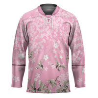 Cranes Sakura Floral Pink Pastel Hockey Jersey Hawaii Japan Culture LT01 Unisex Pink - Polynesian Pride