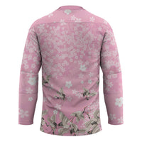 Cranes Sakura Floral Pink Pastel Hockey Jersey Hawaii Japan Culture LT01 - Polynesian Pride