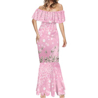 Cranes Sakura Floral Pink Pastel Mermaid Dress Hawaii Japan Culture LT01 - Polynesian Pride