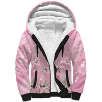 Cranes Sakura Floral Pink Pastel Sherpa Hoodie Hawaii Japan Culture LT01 Unisex Pink - Polynesian Pride