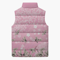 Cranes Sakura Floral Pink Pastel Sleeveless Puffer Jacket Hawaii Japan Culture LT01 - Polynesian Pride