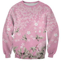 Cranes Sakura Floral Pink Pastel Sweatshirt Hawaii Japan Culture LT01 Unisex Pink - Polynesian Pride