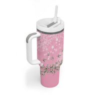 Cranes Sakura Floral Pink Pastel Tumbler With Handle Hawaii Japan Culture LT01 - Polynesian Pride