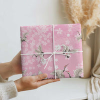 Cranes Sakura Floral Pink Pastel Wrapping Paper Hawaii Japan Culture