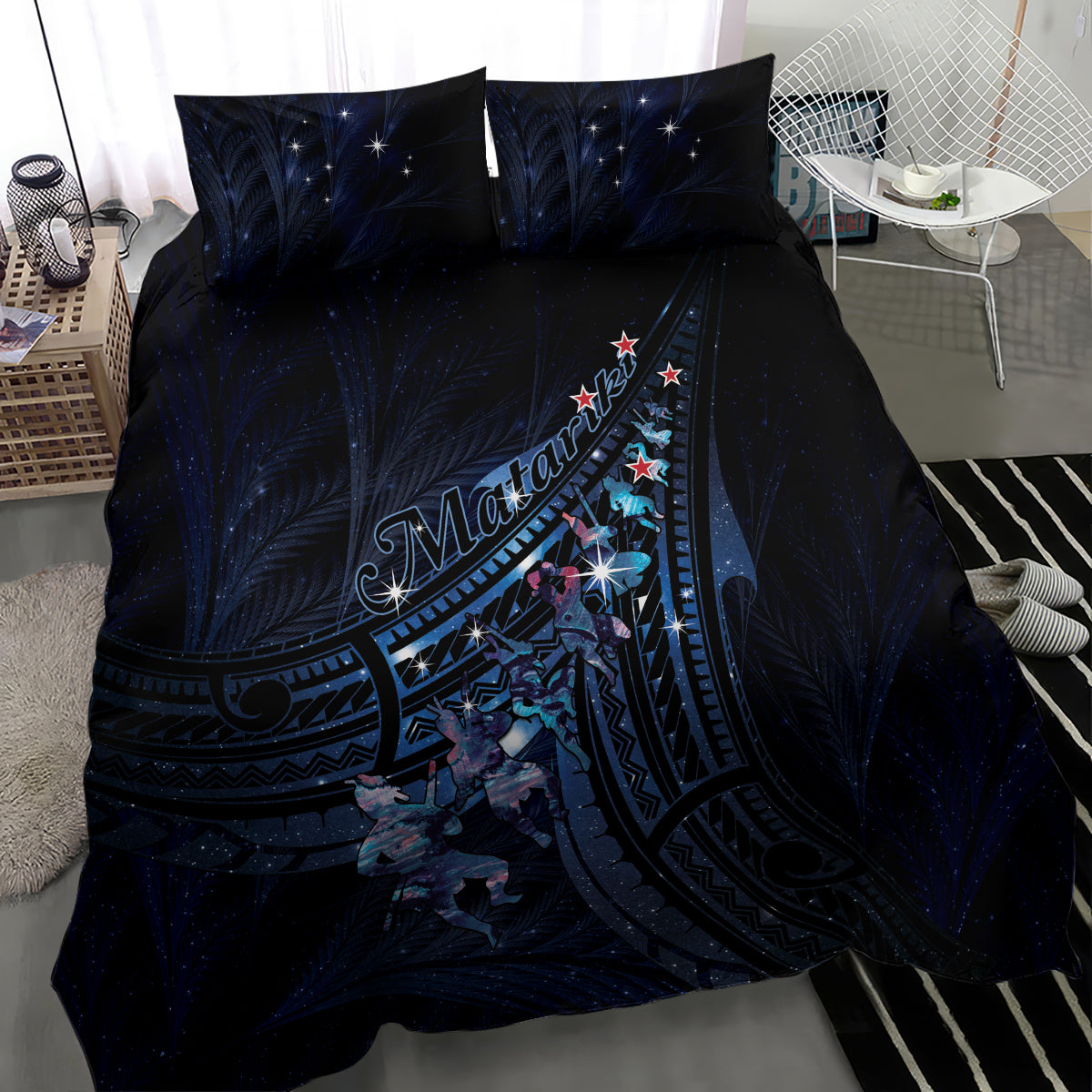 Matariki Paua Shell New Zealand Bedding Set Haka Dance At The Starry Night
