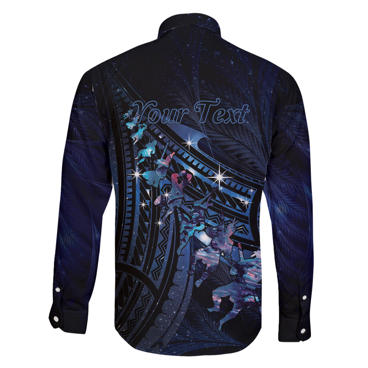 Personalised Matariki Paua Shell New Zealand Family Matching Long Sleeve Bodycon Dress and Hawaiian Shirt Haka Dance At The Starry Night LT01 - Polynesian Pride