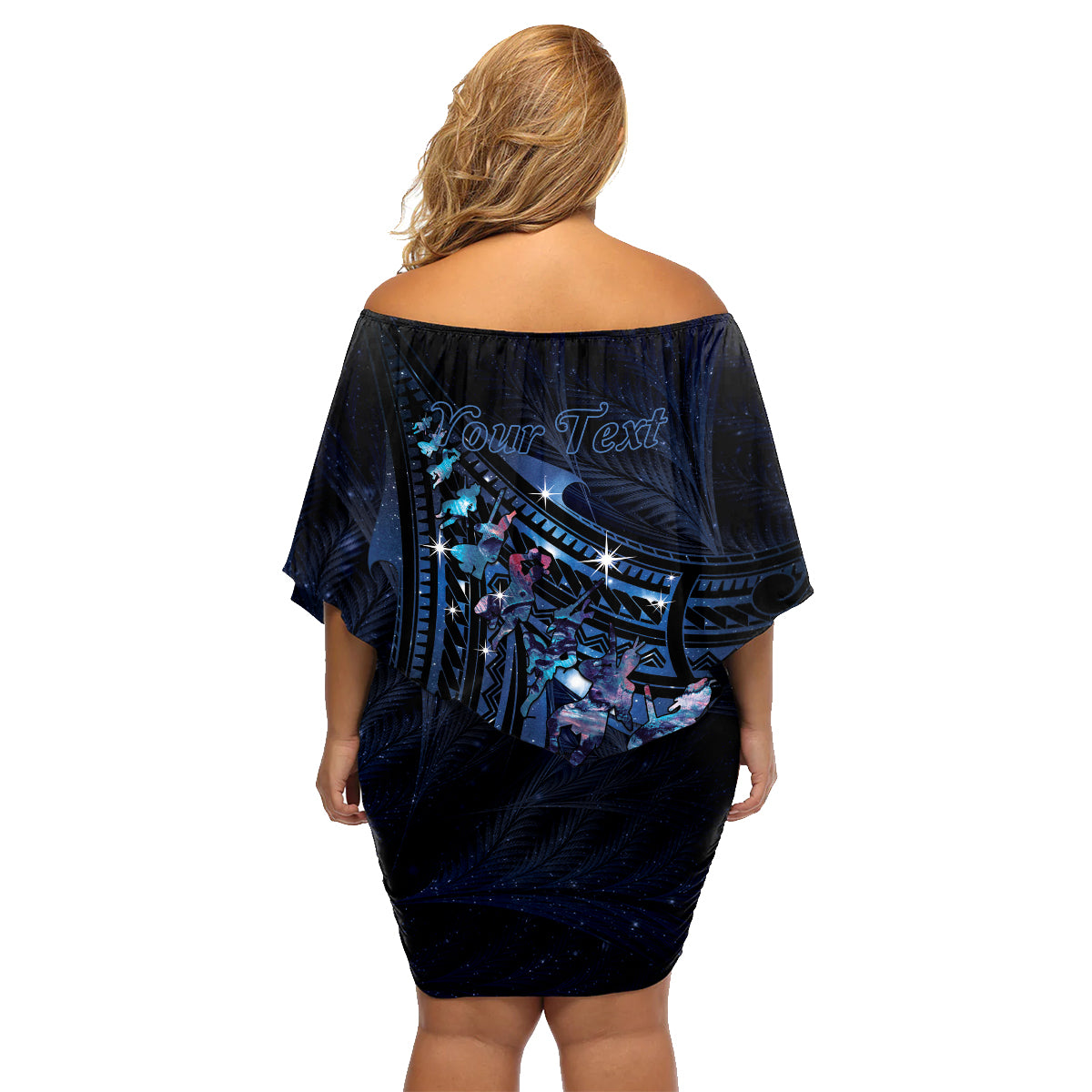 Personalised Matariki Paua Shell New Zealand Family Matching Off Shoulder Short Dress and Hawaiian Shirt Haka Dance At The Starry Night LT01 - Polynesian Pride