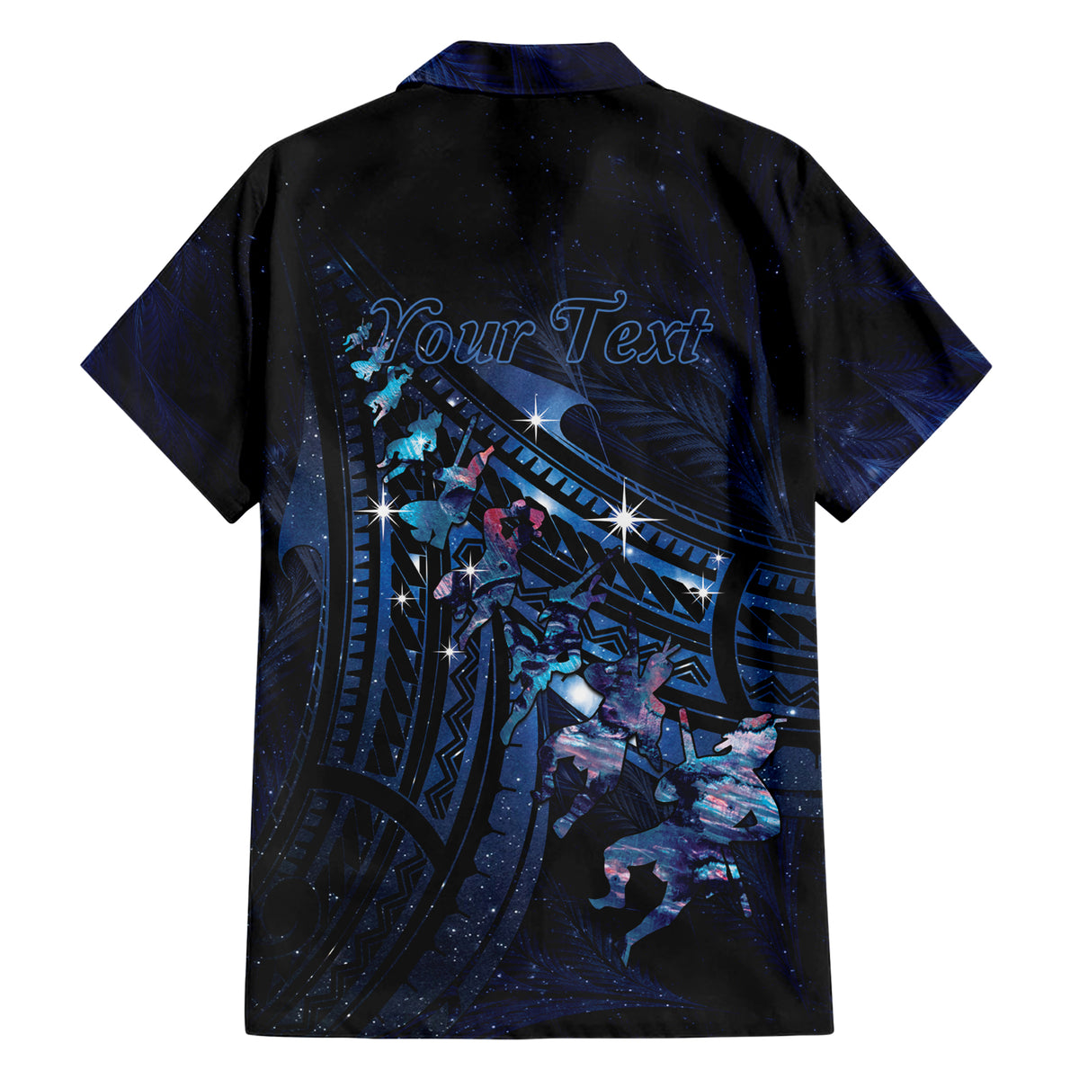 Personalised Matariki Paua Shell New Zealand Family Matching Short Sleeve Bodycon Dress and Hawaiian Shirt Haka Dance At The Starry Night LT01 - Polynesian Pride