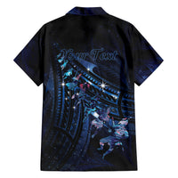 Personalised Matariki Paua Shell New Zealand Family Matching Short Sleeve Bodycon Dress and Hawaiian Shirt Haka Dance At The Starry Night LT01 - Polynesian Pride