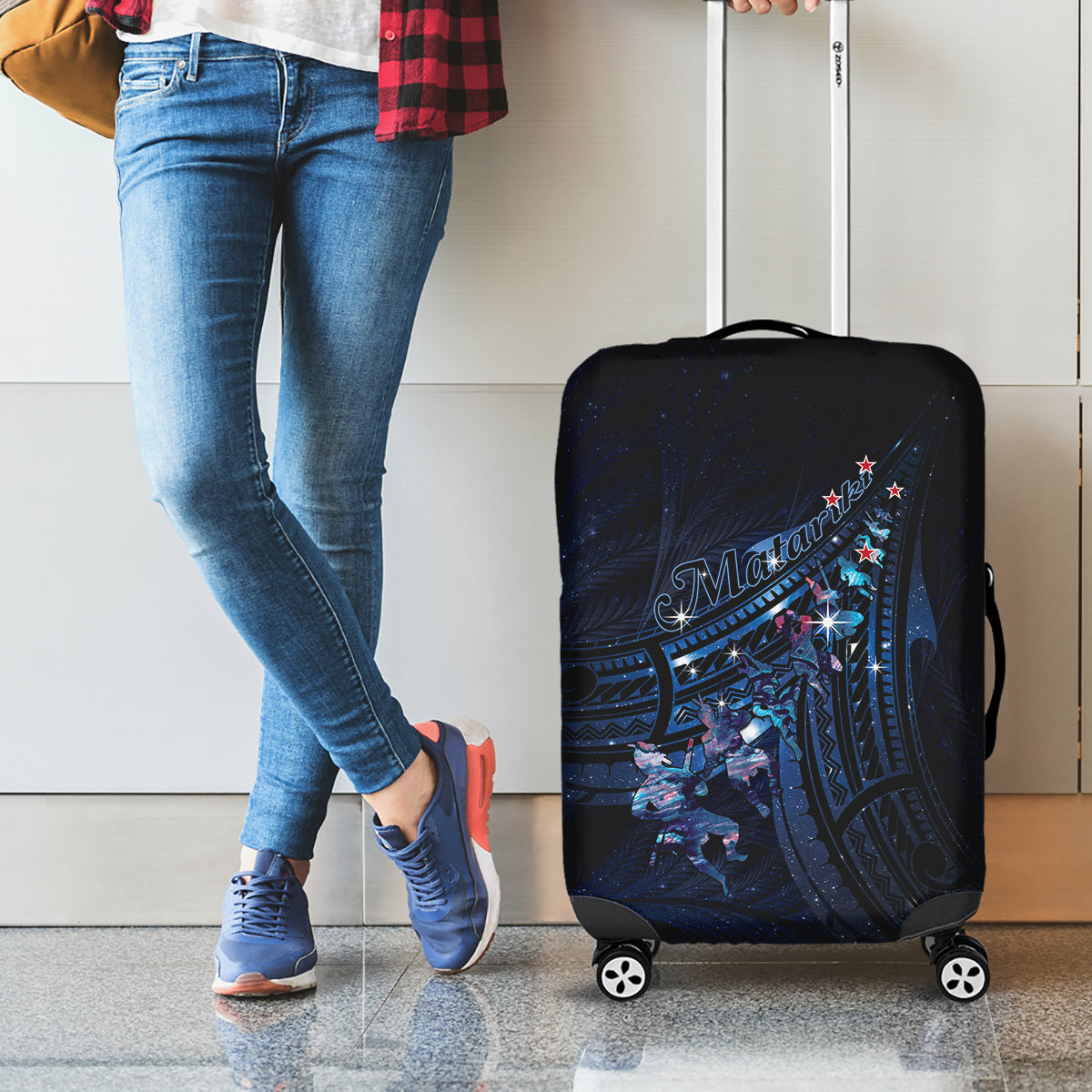 Matariki Paua Shell New Zealand Luggage Cover Haka Dance At The Starry Night