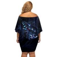 Personalised Matariki Paua Shell New Zealand Off Shoulder Short Dress Haka Dance At The Starry Night LT01 - Polynesian Pride