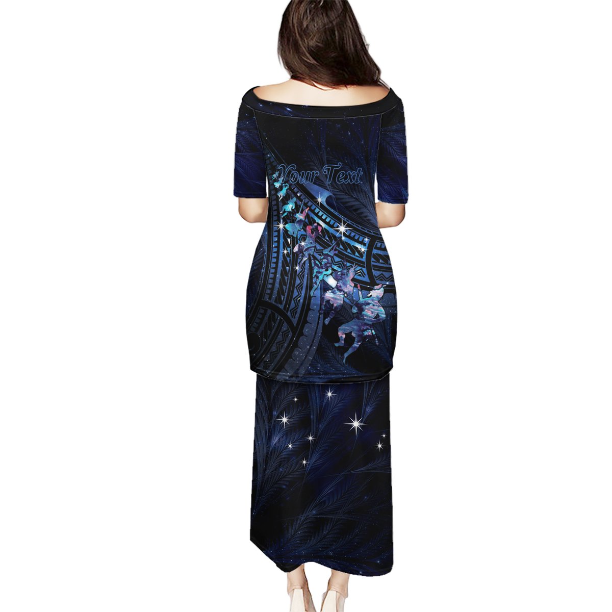 Personalised Matariki Paua Shell New Zealand Puletasi Haka Dance At The Starry Night LT01 - Polynesian Pride