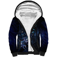 Personalised Matariki Paua Shell New Zealand Sherpa Hoodie Haka Dance At The Starry Night LT01 Unisex Black - Polynesian Pride