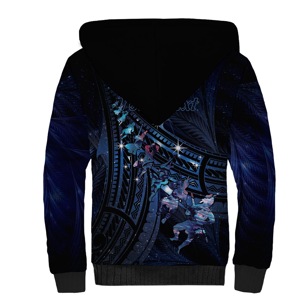 Personalised Matariki Paua Shell New Zealand Sherpa Hoodie Haka Dance At The Starry Night LT01 - Polynesian Pride