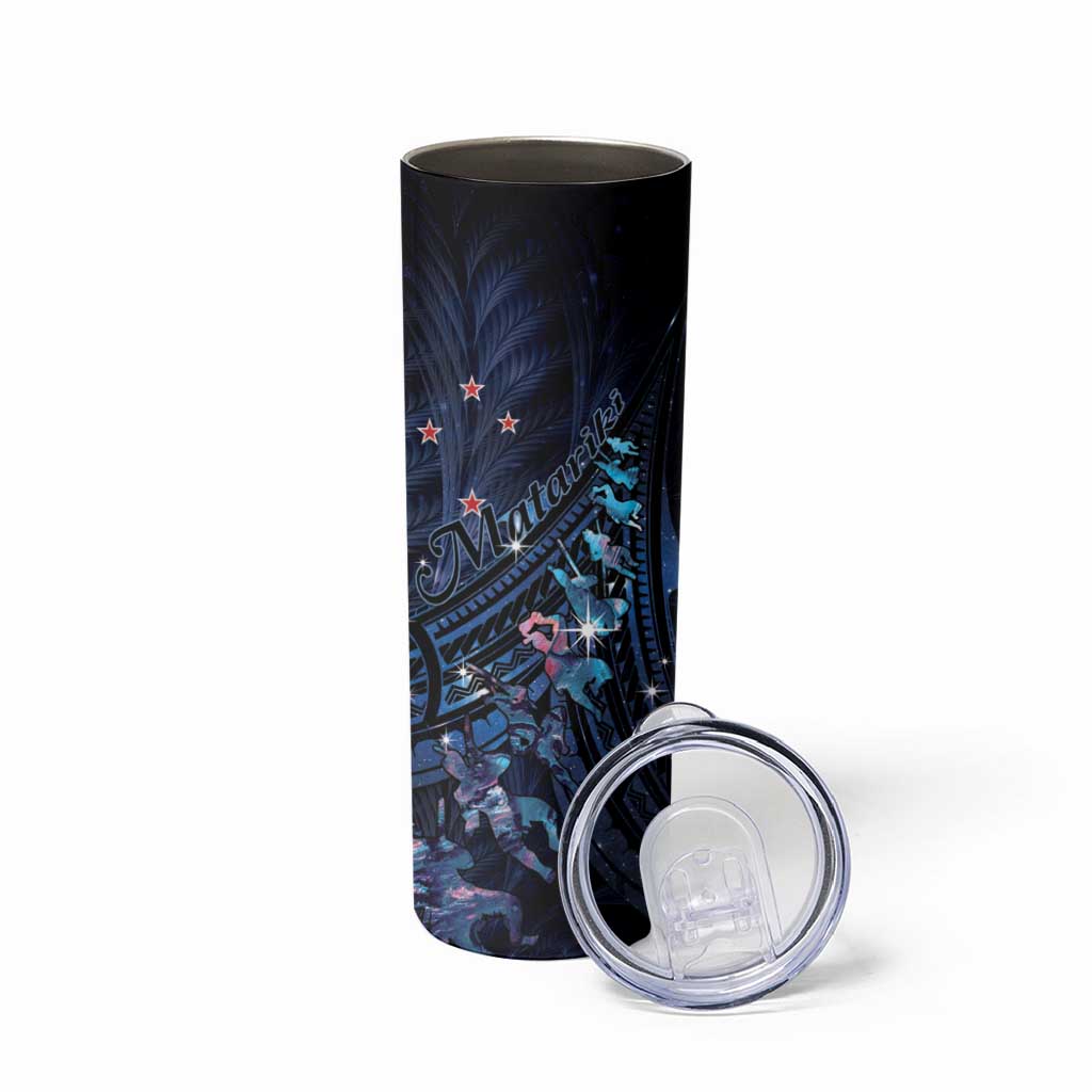 Matariki Paua Shell New Zealand Skinny Tumbler Haka Dance At The Starry Night LT01 - Polynesian Pride