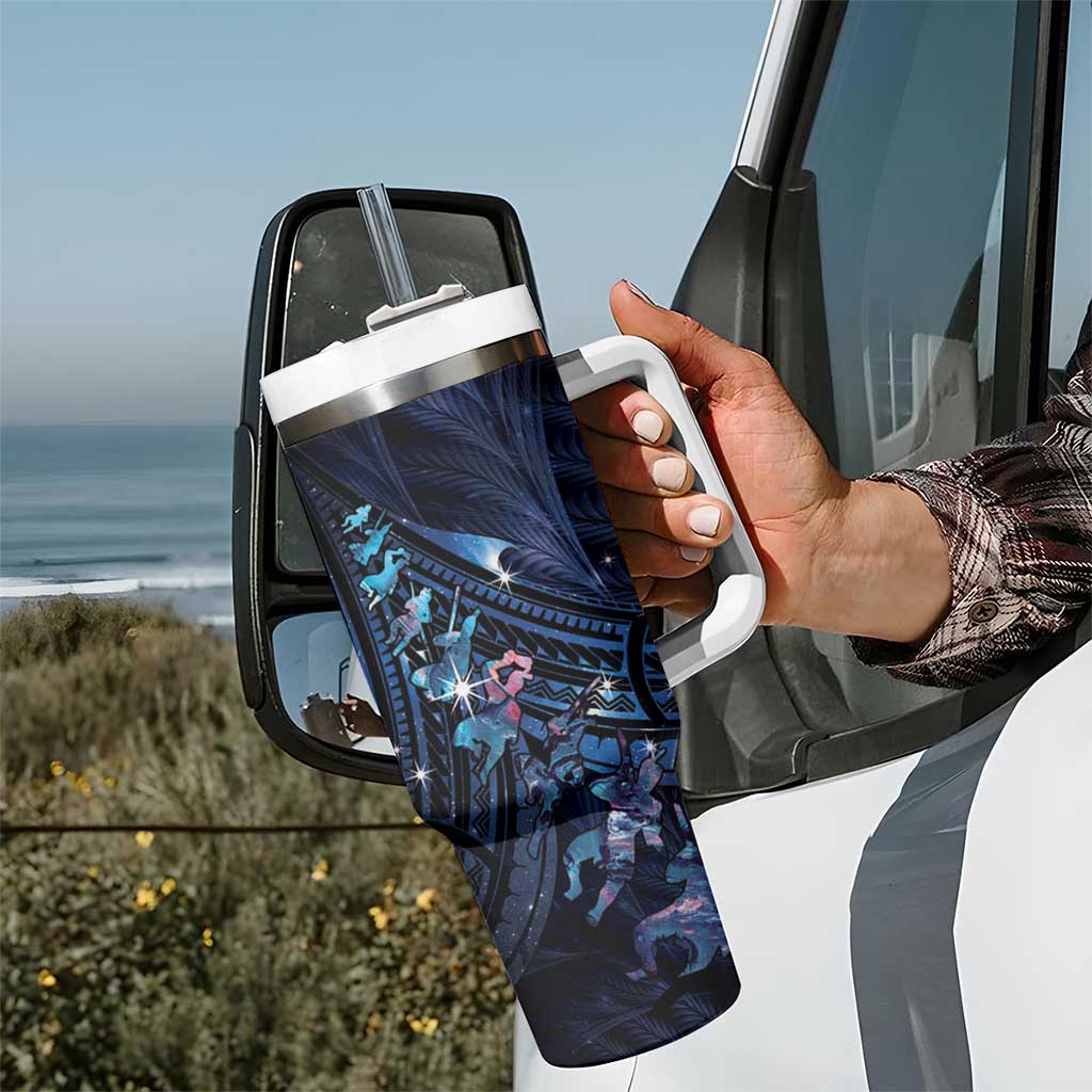 Matariki Paua Shell New Zealand Tumbler With Handle Haka Dance At The Starry Night