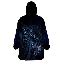 Personalised Matariki Paua Shell New Zealand Wearable Blanket Hoodie Haka Dance At The Starry Night LT01 - Polynesian Pride