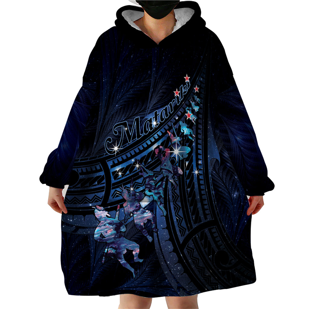 Personalised Matariki Paua Shell New Zealand Wearable Blanket Hoodie Haka Dance At The Starry Night LT01 - Polynesian Pride