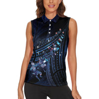 Personalised Matariki Paua Shell New Zealand Women Sleeveless Polo Shirt Haka Dance At The Starry Night LT01 - Polynesian Pride