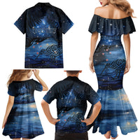 Personalised Matariki Kiwi Family Matching Mermaid Dress and Hawaiian Shirt Silver Fern LT01 - Polynesian Pride