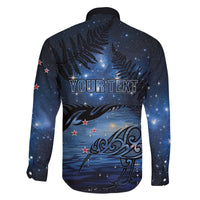 Personalised Matariki Kiwi Family Matching Off Shoulder Short Dress and Hawaiian Shirt Silver Fern LT01 - Polynesian Pride
