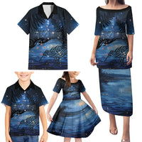 Personalised Matariki Kiwi Family Matching Puletasi and Hawaiian Shirt Silver Fern LT01 - Polynesian Pride