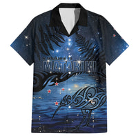Personalised Matariki Kiwi Family Matching Short Sleeve Bodycon Dress and Hawaiian Shirt Silver Fern LT01 Dad's Shirt - Short Sleeve Black - Polynesian Pride