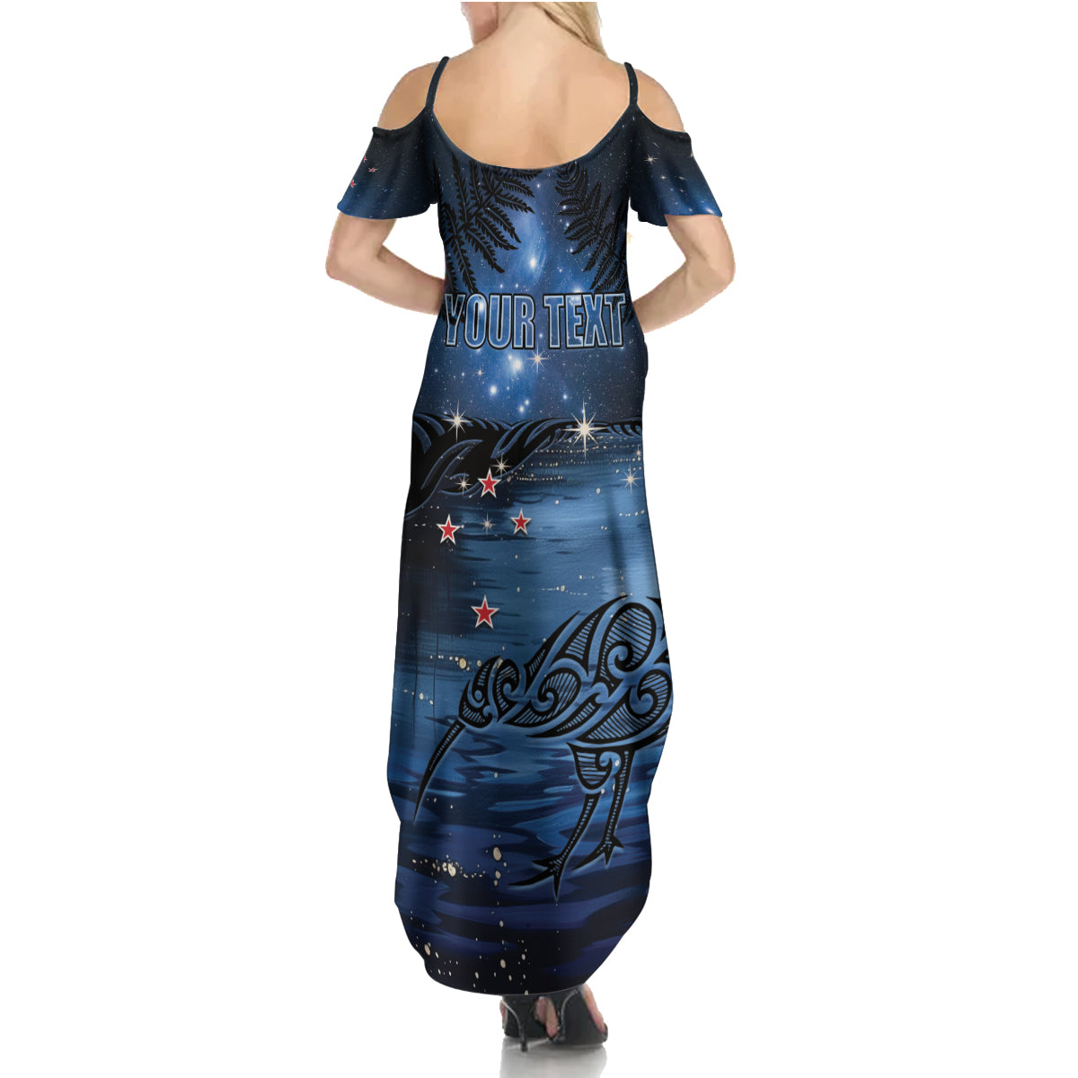 Personalised Matariki Kiwi Family Matching Summer Maxi Dress and Hawaiian Shirt Silver Fern LT01 - Polynesian Pride